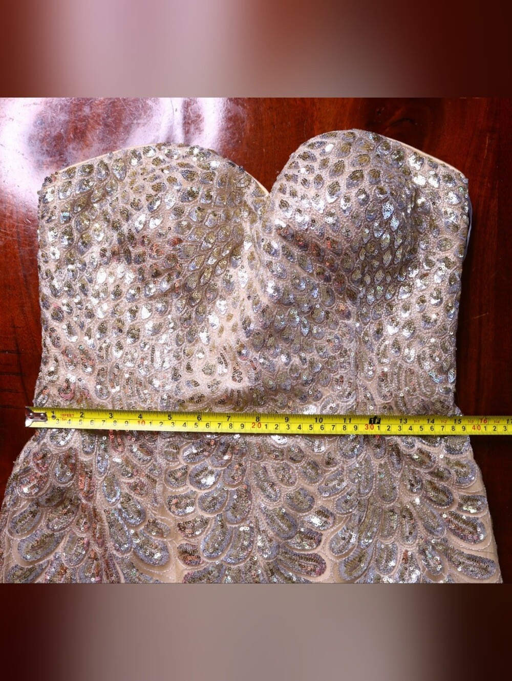 NWT Tony Bowls Gold Sequin Formal Gown Sz 10 Prom Wedding Pageant - Picture 10 of 16